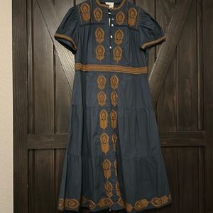 Denim embroidered dress